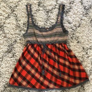 Free People Flowy Babydoll Plaid Tank, size S